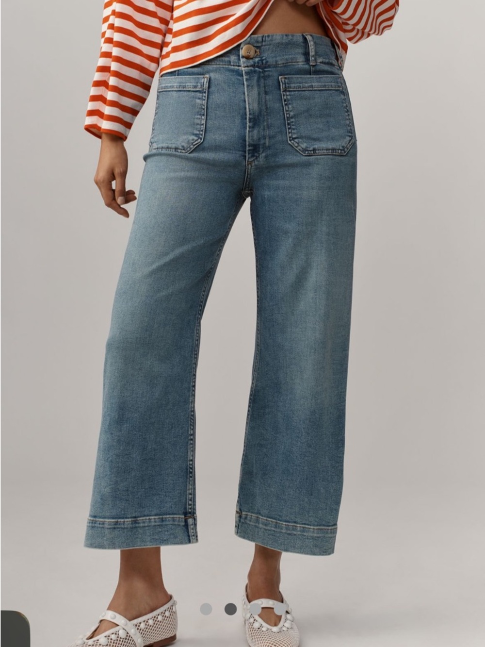 Anthropologie, Maeve Colette Blue Wide-Leg Crop Jeans